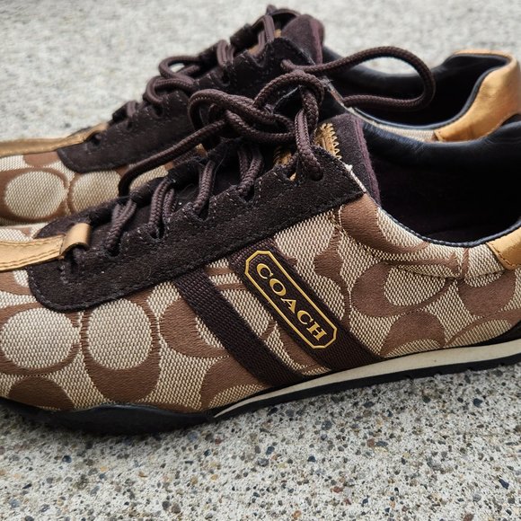 Gold/Brown Coach Shoes Sz 5 - Picture 1 of 5